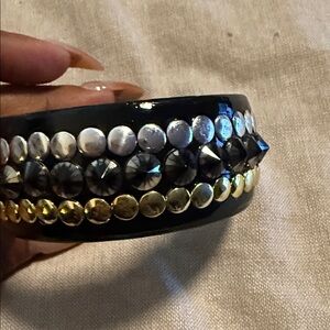 Studded Black Bangle Bracelet